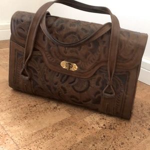 Vintage tooled leather handbag